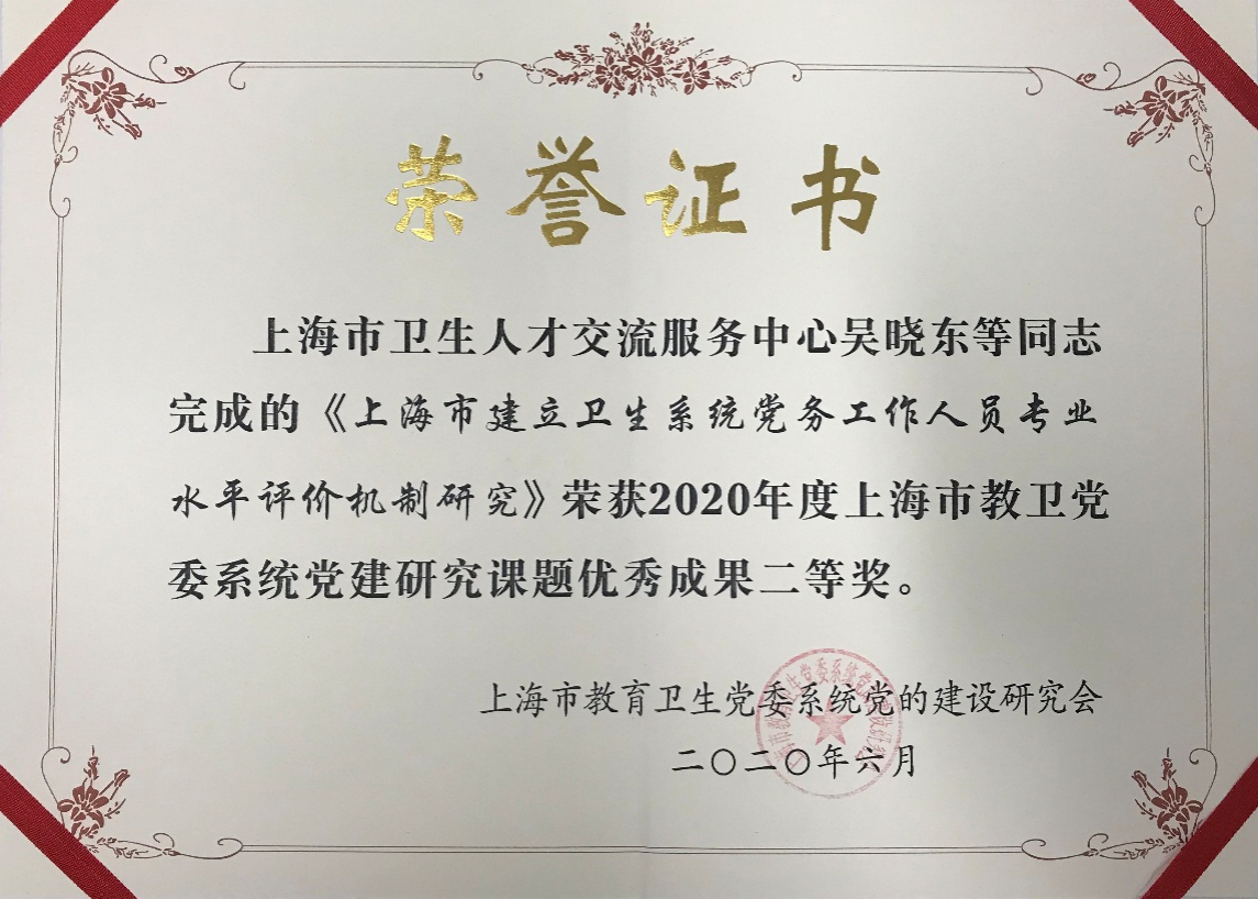 荣获党建课题优秀成果奖